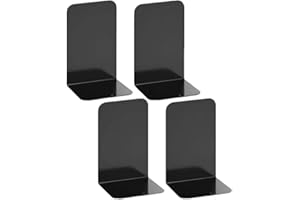 Deefongo 4 Stück Buchstütze, 20.5x13.5x9.3cm, Buchstützen aus Metall, Schwere Buchstütze für Büro Schule Zuhause Bibliothek