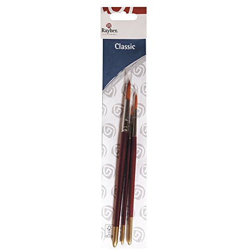 RAYHER 37051000 Pinselset Hobby Kreativ, FSC 100%, 3 Synthetikpinsel, SB-Btl, 3 Stück - 2