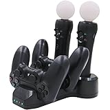 Aresh Replacement for PS Move Controller Charger / PS4 Controller Charger, Charging Dock Station for PlayStation 4 Controllers + PS4 / PSVR Move Motion Controllers with LED charge indicator