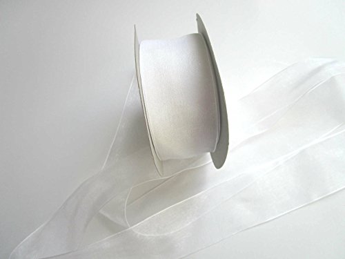 25 m Organza -Schleifenband in 4 cm Breite mit Webkante: Weiß