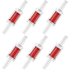 Pawfly 6 PCS Aquarium Air Pump Check Valves Red Clear Plastic One Way Non-return Check Valve for Fish Tank