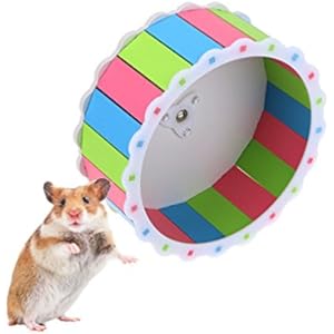 petacc Hamster Laufrad Hamster Spielzeug Bunte Kleine Animal Rad mit Halter, 19,1cm Durchmesser