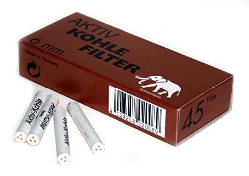 45 filters x 6mm White Elephant Active Charcoal pipe FILTER from Germany