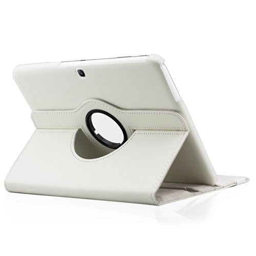 EnGive 360°Drehbares Ledertasche Samsung Galaxy Tab 4 10.1 Hülle (10,1 Zoll) Schutzhülle Case Tasche mit Ständerfunktion Auto Sleep/Wake-Funktion (Samsung Galaxy Tab 4 10.1, Weiß) - 2