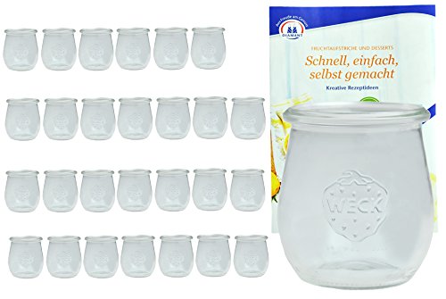 28er Set Weck Gläser 220 ml Dessertgläser incl. Diamant-Zucker Gelierzauber Rezeptheft