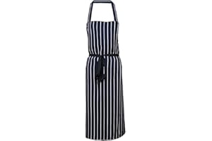 PEGASUS TEXTILES Pegasus Aprons Chefs Apron Navy & White Stripe 100% Polyester Bib Apron for Professional Butchers and Kitchens