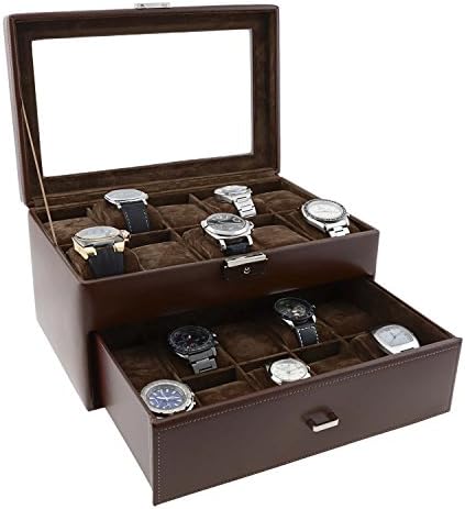 Leather pouch to store 20 watches Size: U Color: BROWN