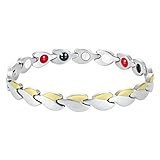 Rosian & Levine Magnetic Healing Link Bracelet For Rheumatoid Arthritis, Migraine & Pain Relief, Osteoarthritis, Menopause Support, Hot Flushes, Carpal Tunnel For Men & Women(silver-gold Leaf Design)