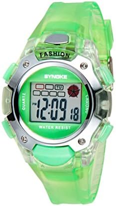 Kid's 5-12 Years Digital Electronic Outdoor Sport Colorful Sunshine Boys and Girls Watch Green