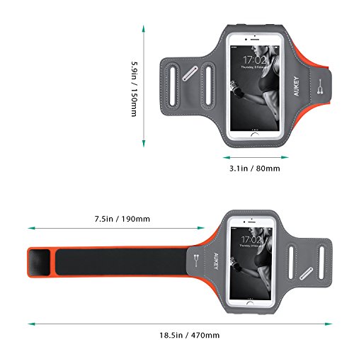 AUKEY Sportarmband Hülle iPhone 7 Schweißfest mit Schlüsselhalter für Laufen , Wandern , Rad Fahren , Gymnastik Fitness Armband für iPhone 6 / 6S , Samsung , HTC und andere Phones unter 5 Zoll ( Orange ) - 7