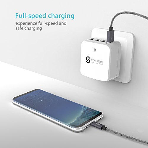 Syncwire C  ble USB Type-C    USB 3 0 - C  ble USB C Ultra-rapide en Nylon Tress   pour Samsung S9 S8 A3 A5 A7  Note 8  Oneplus 2 3  Huawei P9  Macbook Pro  Lumia 950 XL  Nexus 5X 6P  Xiaomi etc - 1M Gris