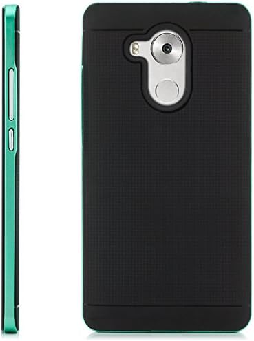 Huawei Mate 8 Case, [Saxonia® Neo Hybrid Cover] Silicone Cover TPU Slim Back-Cover Shell + Frame Bumper Style Premium Case with extra Edge and Camera Protector Black-Green