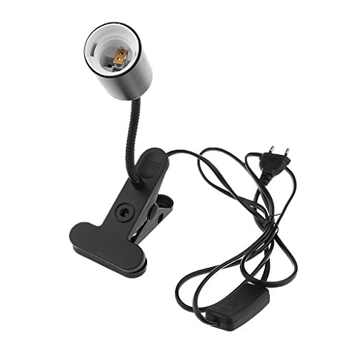 Gazechimp Sostenedor de Lámpara de Reptil Cerámica Luz UVA UVB Bulbo E27 Enchufe de UE Plug Negro