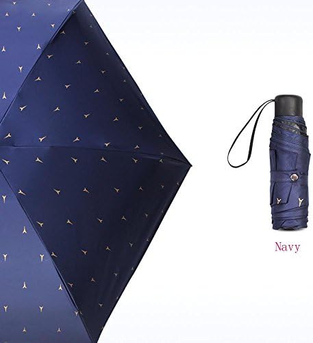 Umbrella Sun Umbrella Female Sunscreen Ultra Light Sun Visor Anti-Uv Folding Rain Dual-Use Black Plastic Umbrella, Navy Blue