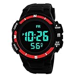 Y56 LED Sport Wasserdicht Digital Watch Billig Armbanduhr, Mode Outdoor Quarz Analog Herren Damen Uhren Mädchen Jungen (Rot)