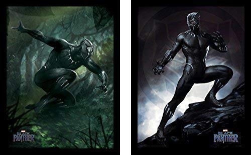 Strictly Gifts Marvel Pantera Negra - Par de Enmarcado Estampados - 30cm X 40cm Cada