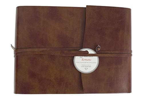 Romano Fotoalbum handgefertigt mit Einband aus recyceltem Italienisches Leder Haselnussbraun Small, klassisch Seiten (16cm x 22cm x 6cm) - 2