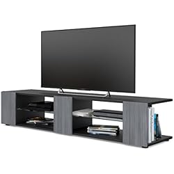 Vladon Meuble TV Armoire Basse Movie V2, Corps en Noir Mat/Façades en Avola-Anthracite