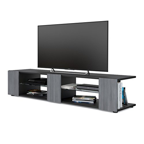 Vladon Meuble TV Armoire Basse Movie V2, Corps en Noir Mat/Façades en Avola-Anthracite