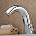 Produktbild Eleoption Armatur Wasserhahn Chrom-Finish mit automatischer Sensor (warm und kalt) für Einzelloch Waschbecken, Batterie Betreiben