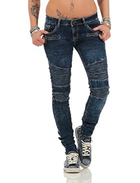 Fashion4Young Damen Jeans Röhrenjeans Hose Stretch-Denim Damenjeans Boyfriend