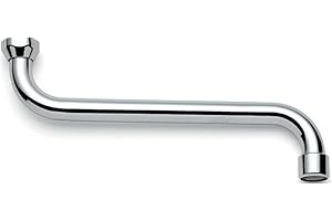 400314 Schläfer | Canna di Ricambio Girevole per Rubinetto Cucina a Parete a S, Lunghezza 25 cm con Ghiera 3/4" (Ø 24,9 mm), Compatibile con Aeratore Neoperl Anticalcare M22 (Incluso)