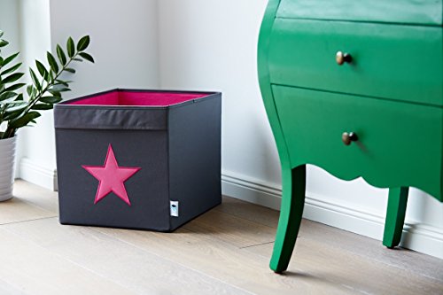 STORE,IT 672128 große Ordnungsbox offen, Grau mit Pinkem Stern, Polyester, 38 x 32 x 32 cm - 2