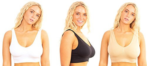 Marielle 3 Pack Comfort Bras (XXXXL 20-24, Black/White/Nude)