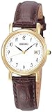 Seiko Damen Analog Quarz Uhr mit Leder Armband SXDA14P1