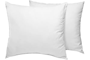 E4Emporium Cushion Inner Pads 18” x 18” (45cm x 45cm) - Hypoallergenic Pillow Inserts (Pack of 2) - Hollowfibre Square Cushion Stuffer for Sofa Couch & Bed Cushions - White