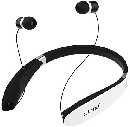 aLLreLi Soba Bluetooth 4.0 Headphones [Retractable &amp; Foldable] Neckband Wireless Universal Stereo Headset for iPhone 8, Galaxy S8 and Other Bluetooth Enabled Devices