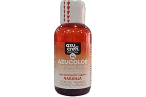 Azucren - AZUCOLOR - Colorant Alimentaire Concentré pour Pâtisserie - Colorant pour la Cuisson de Gâteaux, Décoration de Glaçages, Macarons, Biscuits, Bonbons, Sucre et Chocolat - 50 Gr (Orange)
