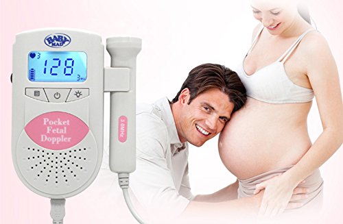 Fetal Doppler - Baby Heartbeat Monitor ? BabyMad ? Listen to Unborn Baby's Heartrate. Includes Batteries & Gel (PINK)
