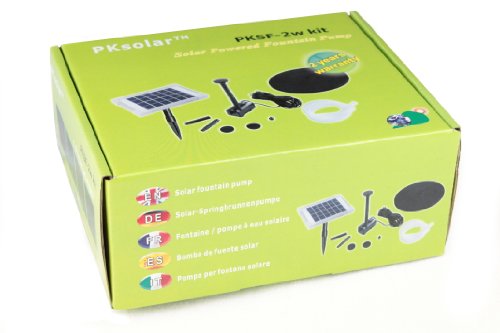 Solar Springbrunnen Teichpumpe, 2W Solarbrunnen Pumpe für Teich, Garten, Außen Wasserfall – Höhe: 0,70 m von PK Green - 7