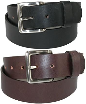 Toneka Men's Leather Bridle Belt with Removable Buckle (Pack of 2), 34, Black and Brown