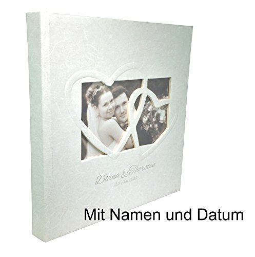 Walther GB-123 Gästebuch zur Hochzeit Sweat Heart mit individueller Namens-und Datumsgravur 23x25 cm