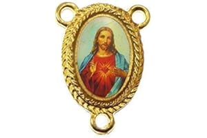 R HEAVEN Gold Sacred Heart center for rosary beads religious connector junction 25mm