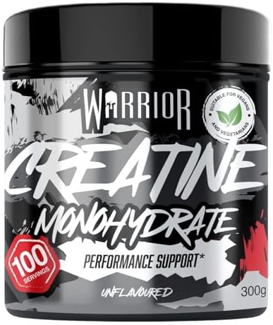 Warrior Creatina Monoidrata in Polvere 300 g (100 Porzioni) – Creatina Pura Creapure, Creatina Monoidrata Micronizzata per Massa Muscolare e Forza, Creatine Monohydrate Vegan – Senza Aroma (Neutro)