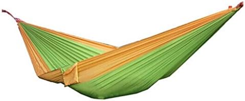 Widening ultra-light outdoor double parachute hammock student dormitory swing hammock portable single swing(green+-yellow)