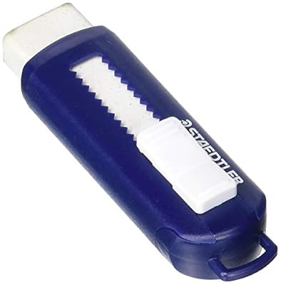 Staedtler - 525 PS - Gomme Blanche sans PVC ni Latex avec Porte-Gomme Bleu