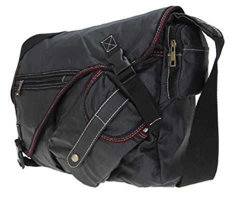 ELEPHANT Kuriertasche SAHARA Laptoptasche Canvas Tasche Notebookmaß 39×28 cm Schultertasche / SCHWARZ - 8