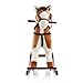 Heritage Deluxe 68cm Rocking Horse With Sounds & Moving Mouth Tan/White