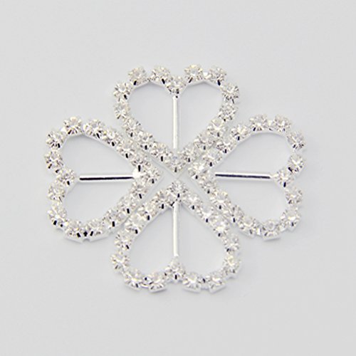GINXU 50 Stk Herz Geformt Kristall Buckle Slider Schnalle zur Dekoration von Geschenkband mit Strass-Verzierung Silberfarben - 5