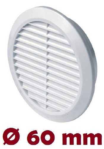 Lüftungsgitter Ø 60 mm rund weiß Insektennetz Abluftgitter Zuluft Abluft Gitter Lüftung T74 - 2