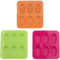 Hombre Azul conjunto de 3 silicona - / Madeleine moldes/música pop de concha en tres colores, 19,5 x 18,5 x 1,5 cm