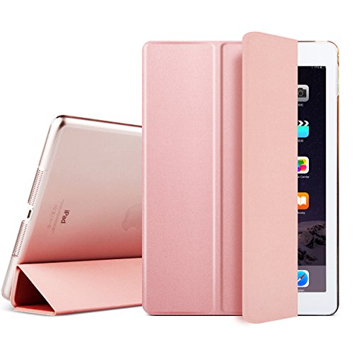 iPad Air 2 Hülle, Toeoe iPad 6th Auto Aufwachen / Schlaf Funktion Schutzhülle mit Lichtdurchlässig Rückseite Abdeckung und Eingebautem Magnet für iPad Air 2 (Roségold) - 2