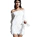 MK10 2015 The New Lace Speaker sleeve Fashion Women's Dresses (M, WHITE)
