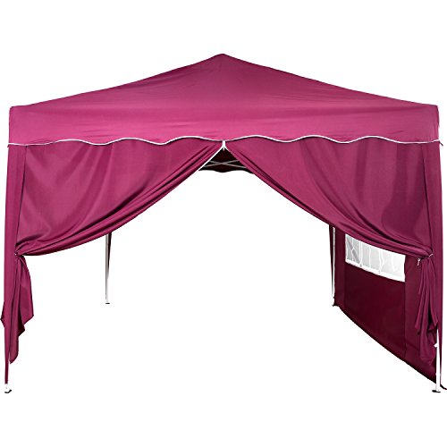 Faltpavillon 3×3 m mit 2 Seitenteilen, WASSERDICHT, Farben wählbar, inkl. Tragetasche + Zubehör, versiegelte Nähte, DIN ISO zertifiziert, Weiß Champagner Blau Grün Burgund Rot Anthrazit Schwarz - 3