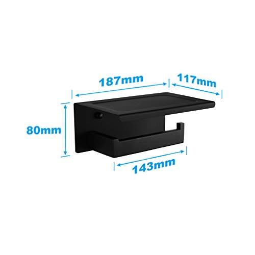 ubeegol 2in1 Toilettenpapierhalter mit Bücherregal WC-Wandmontage Ersatzrollenhalter mit 3 Jahre Garantie – Schwarz - 7