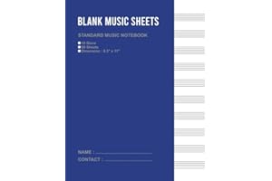 Blank Music Sheets: Blue Cover Music Writing Notebook, Music Manuscript Paper for Musician, Blank Sheet Music Notebook, Blank Music Composition ... Sheet Notebook, Blank Music Staff Notebook